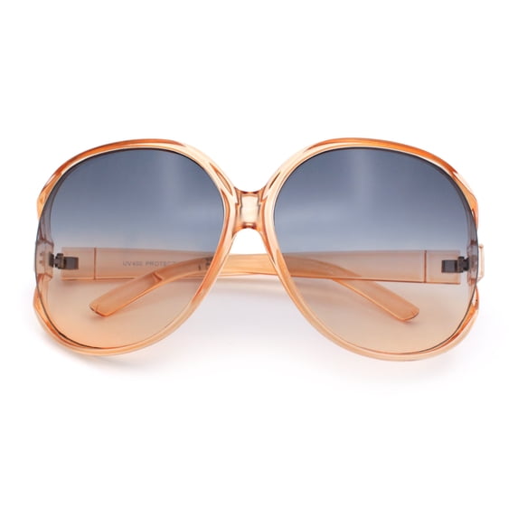 SA106 Womens Extra Oversized Round Exposed Lens Butterfly Sunglasses / Peach Frame - Black Peach Lens
