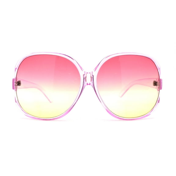 Womens Extra Oversized Round Designer Fashion Exposed Lens Butterfly Sunglasses Pink Pink Yellow