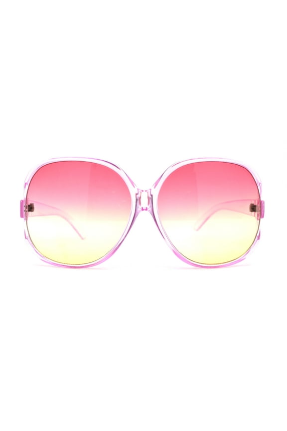 Womens Extra Oversized Round Designer Fashion Exposed Lens Butterfly Sunglasses Pink Pink Yellow