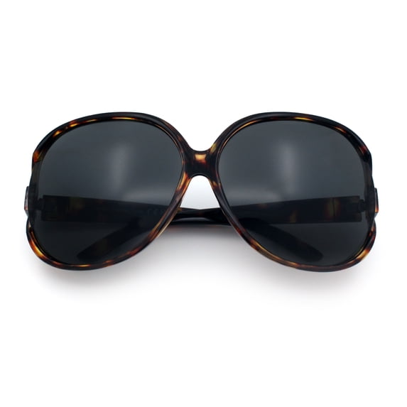SA106 Womens Extra Oversized Round Exposed Lens Butterfly Sunglasses / Tortoise Frame - Black Lens