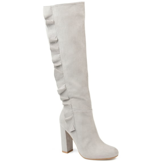 Womens Extra Wide Calf Knee-high Ruffle Boot