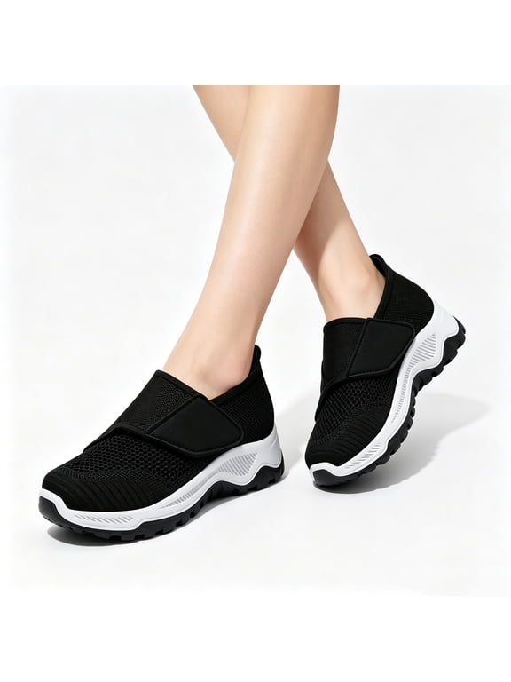 Womens Extra Wide Shoes with Adjustable Strap Wide Width Sneakers Arthritis Edema Walking Shoes