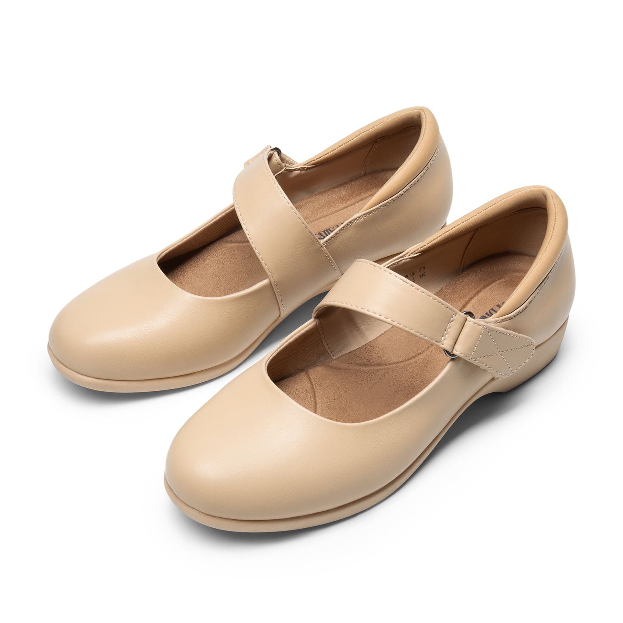 BURUDANI Womens Ballet Mary Jane Flats Non Slip Comfortable Dress Shoes with Ankle Strap NUDE Size 10