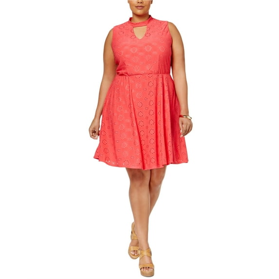 Womens Eyelet A-line Dress azaleafloradot 2X - Plus Size