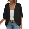 thumbnail image 1 of Womens Eyelet Hollow Out Cardigans Summer Half Sleeve Open Front Cardigan Lightweight Draped Ruffle Casual Tops, 1 of 7
