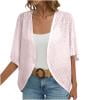 Womens Eyelet Hollow Out Cardigans Summer Half Sleeve Open Front Cardigan Lightweight Draped Ruffle Casual Tops