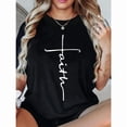 thumbnail image 1 of Womens FAITH Print Loose Oversized T-Shirt For Women - Casual Polyester Knit Fabric With Round Neckline, All-Season Comfort, Festive Holiday Top, 1pc, 1 of 4