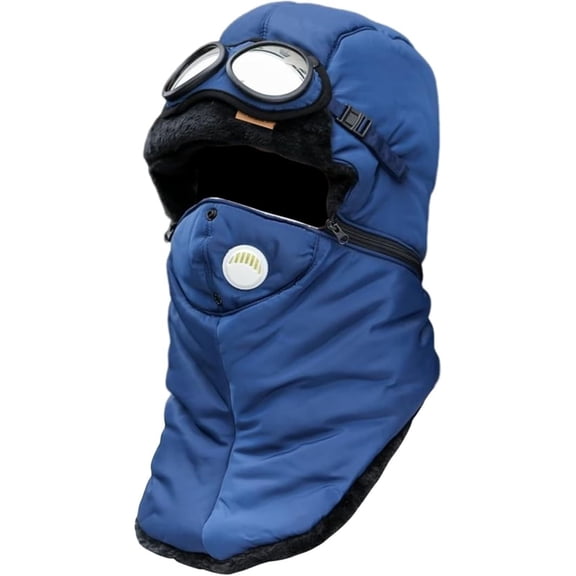 Womens Face Mask Unisex Winter Thermal Trapper Hats 3 in 1 Hat with Earflap Face Mask Windproof Goggles Waterproof Warm Ski Hat Outdoor Ski Caps Men