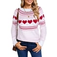 thumbnail image 1 of Womens Fair Isle Heart Sweater Round Neck Pullover Sweater for Valentines Day Cute Pink and White Knit Sweater for Women Shermie, 1 of 6