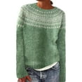 thumbnail image 1 of Womens Fair Isle Sweater Oversized Casual Loose Fit Crew Neck Vintage Long Sleeve Stretch Pullover Tops Comfortable Soft Fall Outfits, 1 of 4
