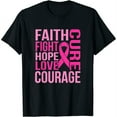 thumbnail image 1 of Womens Faith Fight Cure Breast Cancer Awareness Pink Ribbon Graphic T-Shirt Black X-Large, 1 of 5