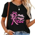 thumbnail image 1 of Womens Faith Hope Cure Breast Cancer Awareness Short Sleeve T Shirt Black, 1 of 5