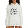 thumbnail image 1 of Womens Faith Over Fear Print Hoodie Oversized White Christian Faith Casual Daily Wear Gift Tops S-2XL, 1 of 6