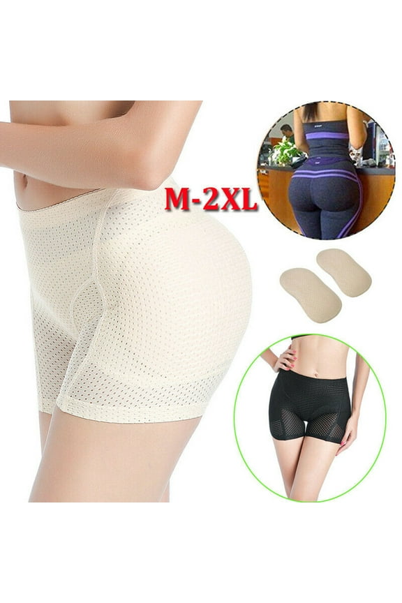 Womens Fake Buttock Briefs Butt Lifter Padded Control Panties Hip Enhancer Underwear Shapewear Boyshort, Apricot, XL