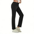 thumbnail image 1 of Womens Fake Jeans Stretch Straight Leg Long Pants Soft Slim Fit Pull-On Imitation Denim Trousers with Pockets, 1 of 9