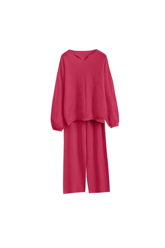 Womens Fall 2 Piece Sweater Set Long Sleeve Cable Knit Pullover Tops Wide Leg Pants Fashion Lounge Sets, Free Size