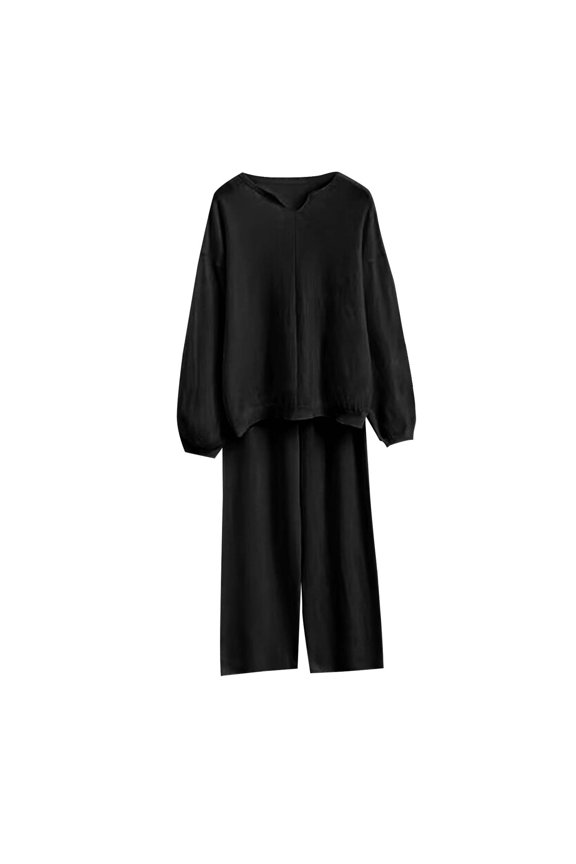 Womens Fall 2 Piece Sweater Set Long Sleeve Cable Knit Pullover Tops Wide Leg Pants Fashion Lounge Sets, Free Size