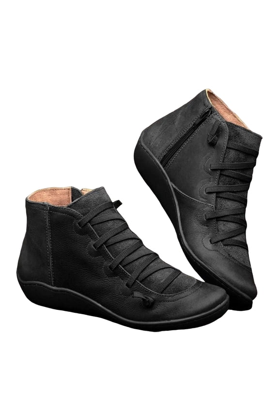 Womens Fall Boots White Ankle Boots For Women Cowboy Boots for Women Ankle Cowgirl Booties Lace Up Side Zipper Retro Booties Comfortable