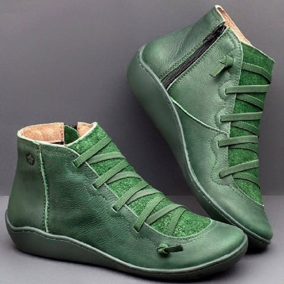 Womens Fall Boots Women's Ankle Boots & Booties Ankle Boots for Women 2025 Arch Support Fashion No Heel Lace Up Side Zipper Retro Booties Fall Spring Winter