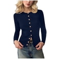 thumbnail image 1 of Womens Fall Cardigan Sweaters Lightweight Long Sleeve Button up Ribbed Knit Tops Winter Fashion Clothes, 1 of 4