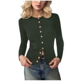 thumbnail image 1 of Womens Fall Cardigan Sweaters Lightweight Long Sleeve Button up Ribbed Knit Tops Winter Fashion Clothes, 1 of 4