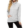 thumbnail image 1 of Womens Fall Casual Hoodies Pullover Sweatshirts Solid Tunic Top Long Sleeve Drawstring Sweater Tops With Pocket, 1 of 4