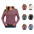 thumbnail image 1 of Womens Fall Casual Ribbed Knit Pullover Loose Hollow Out Long Sleeve T Shirts for Women Fashion Clothing Womens Long Sleeve Tops Spring Fashion 2026 Clothes, 1 of 7