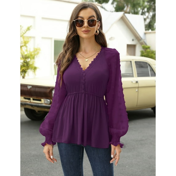 Womens Fall Clothes 2023 Trendy Long Sleeve Swiss Dot Tops Cute Christmas Shirts