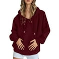 thumbnail image 1 of Womens Fall Clothes 2025 2026 Womens Long Sleeve Sweatshirts Button Up Cew Neck Sweatshirt Casual Pullover Tops Baggy (Wine-02,Medium), 1 of 7