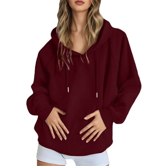 Womens Fall Clothes 2025 2026 Womens Long Sleeve Sweatshirts Button Up Cew Neck Sweatshirt Casual Pullover Tops Baggy (Wine-02,Medium)