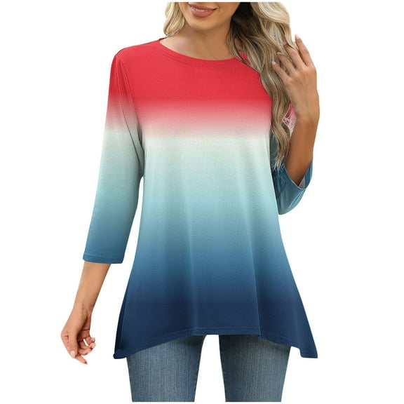 Womens Fall Clothes, 3/4 Sleeve Tunic Tops for Women Loose Fit Dressy Casual Blouse Flowy Shirts to Wear with Leggings