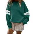 thumbnail image 1 of Womens Fall Clothes, Crewneck Sweatshirts for Women Fashion Loose Fit Solid Color Striped Printed Long Sleeve Pullover, 1 of 4