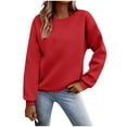 thumbnail image 1 of Womens Fall Clothes, Long Sleeve Pullover for Women Fashion Loose Fit Solid Color Crewneck Sweatshirts, 1 of 5
