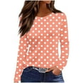 thumbnail image 1 of Womens Fall Clothes, Long Sleeve Shirts for Women Fashion Loose Fit Dots Printed Crewneck T-Shirts, 1 of 3