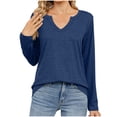 thumbnail image 1 of Womens Fall Clothes, Long Sleeve Shirts for Women Lightweight Casual Loose Fit Solid Color Notch V Neck Dressy Blouses, 1 of 5