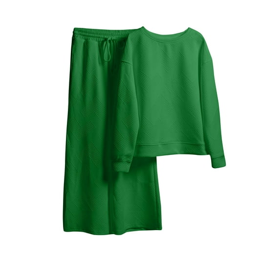 Womens Fall Clothes Womens Fall Winter New Solid Texture Casual Set Thick Loose Drawstring Home Furnishing Long Sleeve+Pants Two Piece Set Womens Winter Jacket