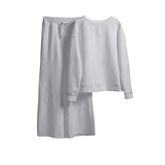 Womens Fall Clothes Womens Fall Winter New Solid Texture Casual Set Thick Loose Drawstring Home Furnishing Long Sleeve+Pants Two Piece Set Womens Winter Jacket