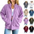 thumbnail image 1 of Womens Fall Coats Corduroy Zip Up Jacket Oversized Stand Collar Casual Coat Long Sleeve Outerwear with Pockets M, 1 of 8