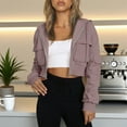 thumbnail image 1 of Womens Fall Cropped Jackets Zip up Long Sleeve Lightweight Short Coat Winter Trendy Hooded Sweatshirts New Business Casual Jackets for Women Pinky S, 1 of 8