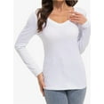thumbnail image 1 of Womens Fall Deep V Neck Long Sleeve Shirts Modal Slim Fit Basic Tee Tops, 1 of 6