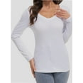 thumbnail image 1 of Womens Fall Deep V Neck Long Sleeve Shirts Modal Slim Fit Basic Tee Tops, 1 of 6