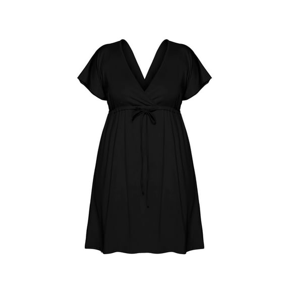 Womens Fall Dress Women Solid Casual Dress Short Sleeve V Neck High Waist Mini Belt Dress Fall Dresses Women Black XL
