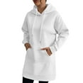 thumbnail image 1 of Womens Fall Dresses Plus Size Solid Color Hooded Sweatshirt Dress with Pockets(White XL), 1 of 8