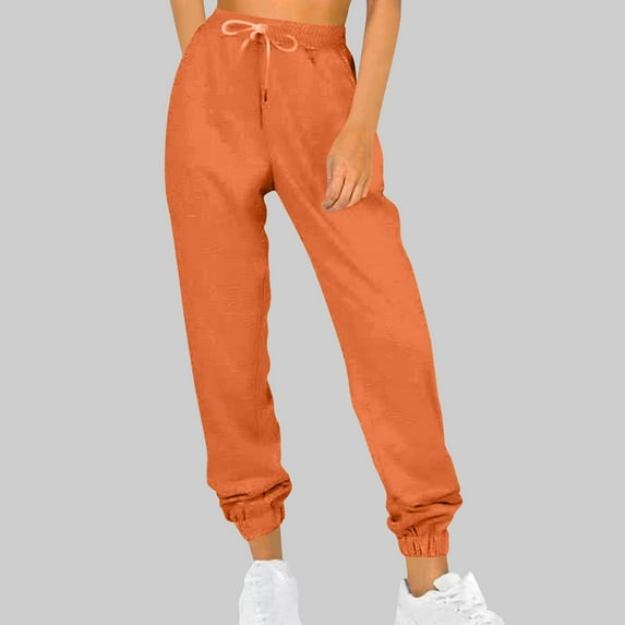Womens Fall Fashi0n 2024 Pants Elastic-Lace-Up Casual Solid Color Sports Casual Pants Womens Plus Size Pants