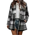 thumbnail image 1 of Womens Fall Fashion 2022 Cardigans Plaid Jacket Button Down Wool Blend Fall Flannel Shirt Jacket Lapel Blazer Cardigan Sale Items Clearance Prime Cheap, 1 of 8