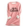 thumbnail image 1 of Womens Fall Fashion Womens Fall Fashion Flannel Shirts Christams Shirts Fleece Lined Pullover Long Sleeve Round Neck Sweatshirt Elk Top, 1 of 4