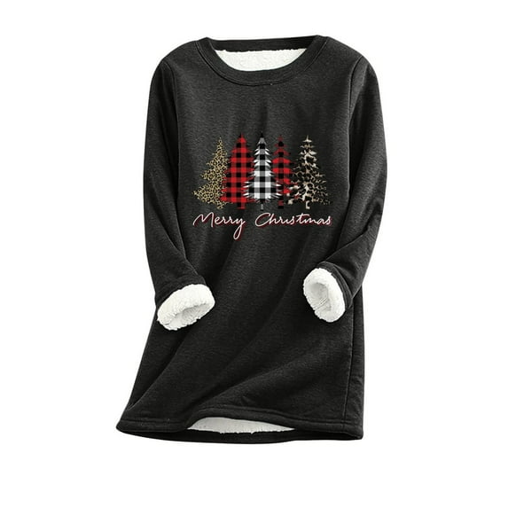 Womens Fall Fashion Womens Fall Fashion Flannel Shirts Christams Shirts Fleece Lined Pullover Long Sleeve Round Neck Sweatshirt Elk Top