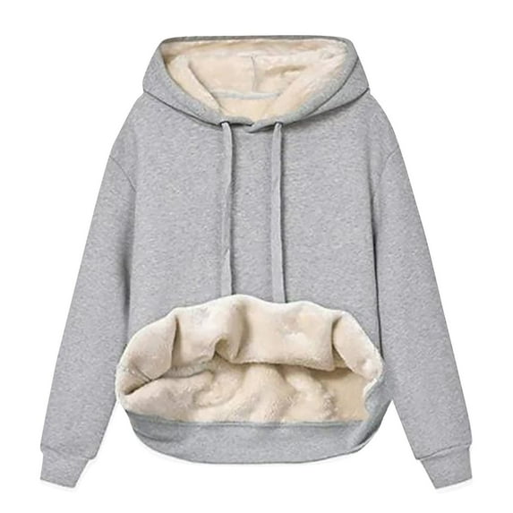Womens Fall Fashion Womens Fall Fashion Flannel Shirts Fleece Lined Hoodie Winter Warm Fleece Sherpa Lined Pullover Hooded Sweatshirt