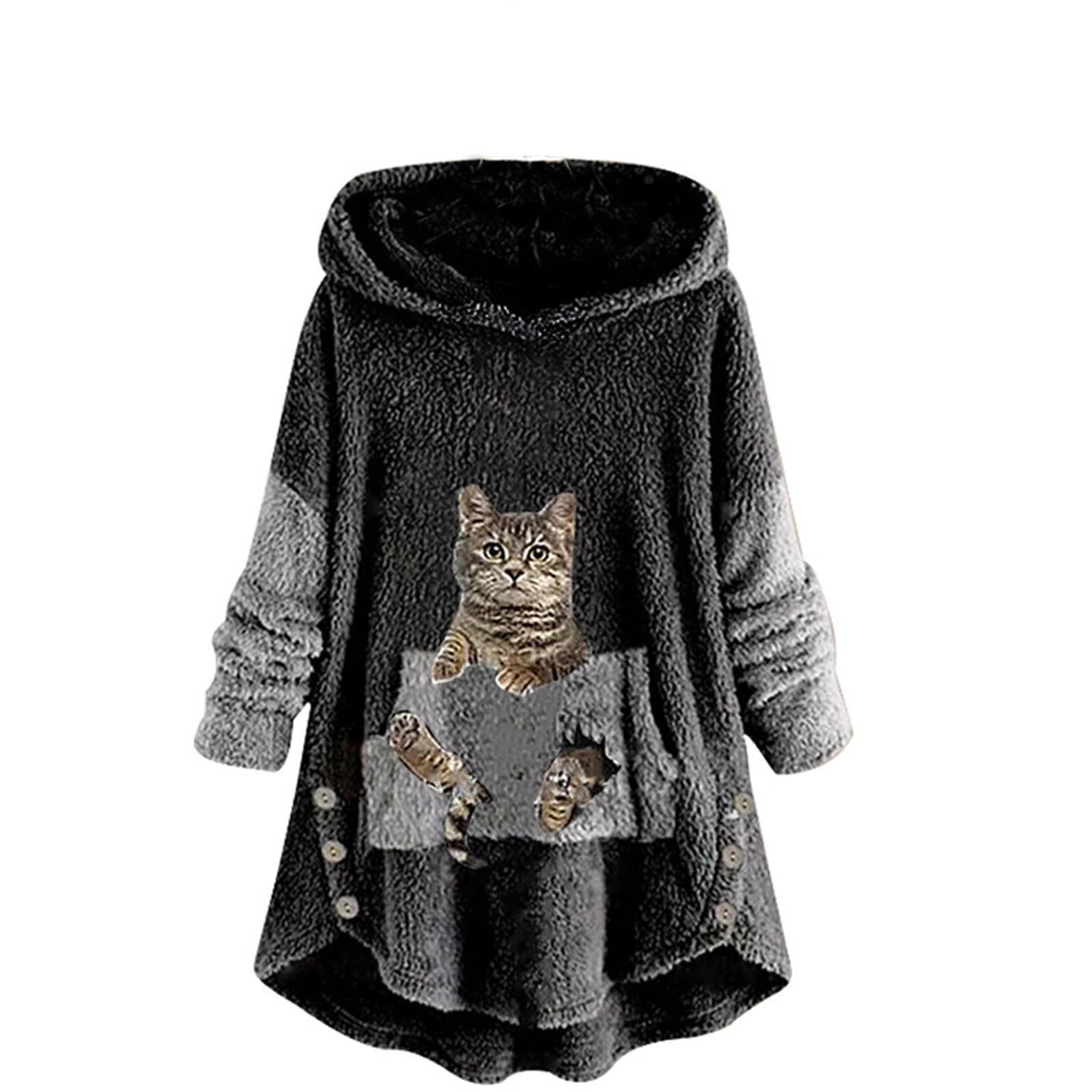 Color block top cat print sweatshirt