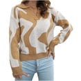 thumbnail image 1 of Womens Fall Fashion 2022! QLEICOM Sweaters for Women, Women Casual Fashion Color Matching Pullover Long Sleeve V-Neck Sweater On Clearance, 1 of 9